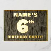 第6回バースデーパーティはっきりしたー：木フェイク粒パターン 箔招待状 (正面)