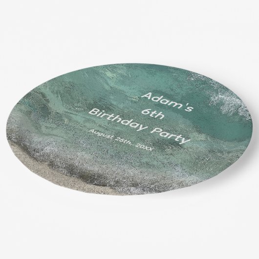 第6回バースデーパーティーウォーター抽象芸術名前をカスタムする時代 ペーパープレート (アングル)