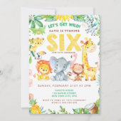 第6回バースデーパーティー動物の動物園ジャングルサファリかわいい 招待状 (正面)