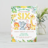 第6回バースデーパーティー動物の動物園ジャングルサファリかわいい 招待状 (スタンド正面)