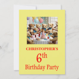 第6回バースデーパーティー招待テディベアズパーティー 招待状