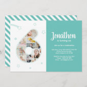 第6回バースデーパーティー第6カスタム回フォトコラージュ 招待状 (正面/裏面)