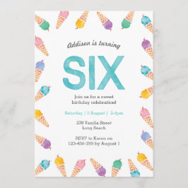 第6回バースデーパーティー | Rainbow Ice Creamのご招待 招待状