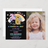 第6回ユニコーン誕生日招待状と写真 招待状 (正面/裏面)