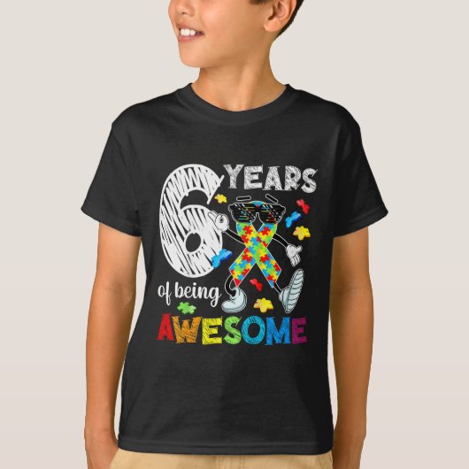 第6回自閉症バースデーパーティー6歳の自白主義者 Tシャツ (正面)