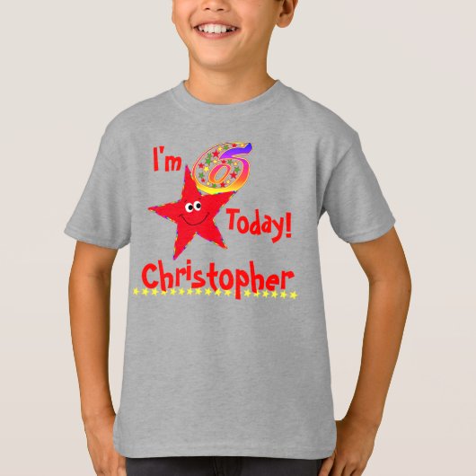 第6回誕生パーティー、赤いシャツ Tシャツ (正面)