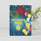 第6回誕生日パーティーへのバルーン付き招待 招待状 (スタンド正面)