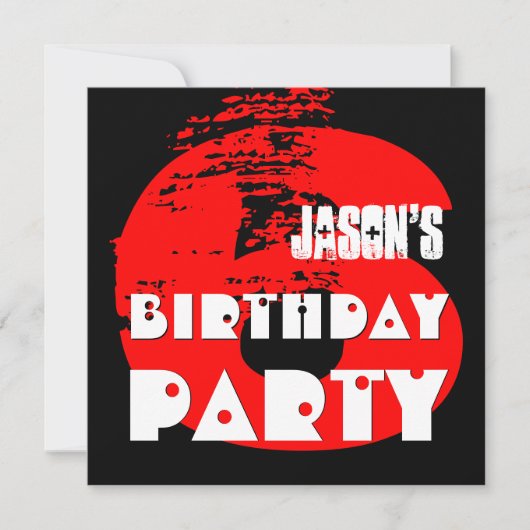 第6回誕生日パーティー6年グランジデザイン 招待状 (正面)