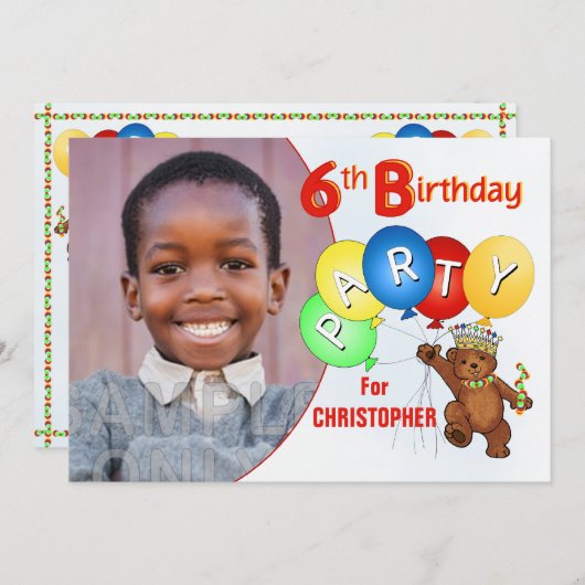 第6回誕生日パーティー·テデ王室のィベア 招待状 (正面/裏面)