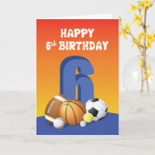 第6子誕生日球 カード (黄色い花)