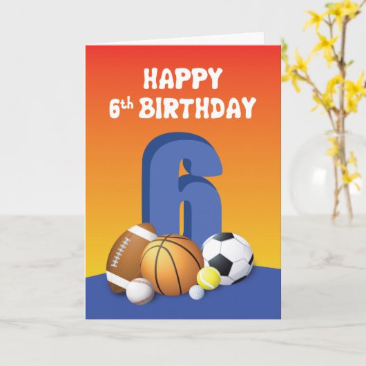 第6子誕生日球 カード (黄色い花)