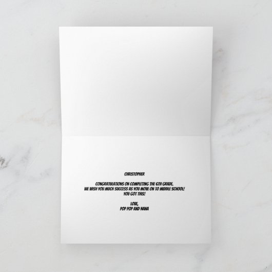 第6学年卒業おめでとう カード (内部)