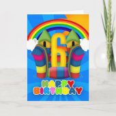 第6弾力がある城および虹が付いているバースデー・カード カード (正面)