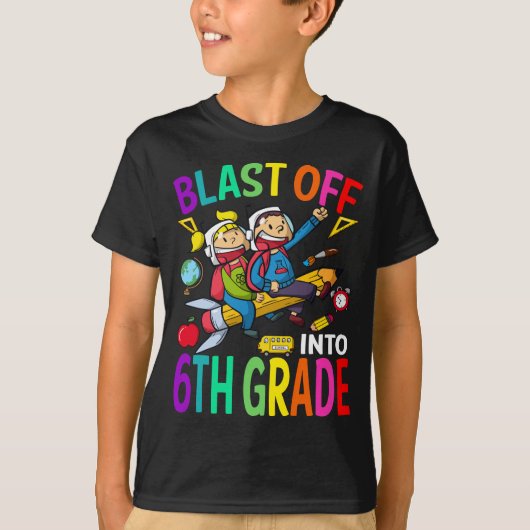 第6級ロケット新学期に突進 Tシャツ (正面)