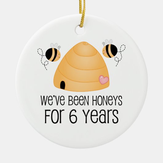 第6記念日のカップルのギフト セラミックオーナメント (正面)