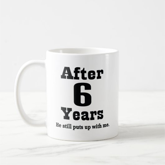 第6記念日(おもしろいな) コーヒーマグカップ (左)