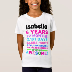 第6誕生日のワイシャツの女の子6年間の素晴らしい Tシャツ