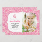 第6誕生日の招待状はぴかぴか光ります 招待状 (正面/裏面)