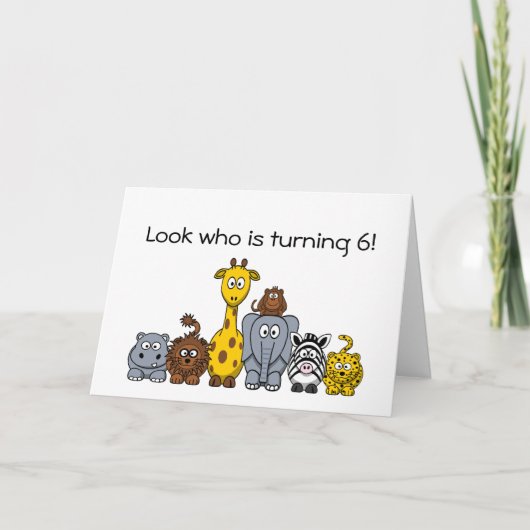 第6誕生日の招待状マンガジャングル動物 招待状 (正面)