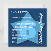 第6誕生日の男の赤ちゃんの6年の大きいブルースターK06 招待状 (正面)