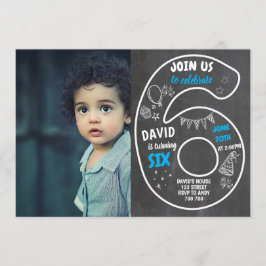 第6誕生日の黒板（写真番号青） 招待状