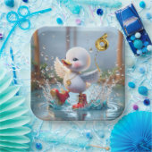 第6誕生日アヒル踊りイン・ザ・レインパドル ペーパープレート (パーティー)