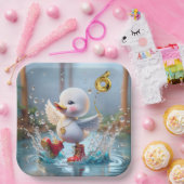 第6誕生日アヒル踊りイン・ザ・レインパドル ペーパープレート (パーティー)