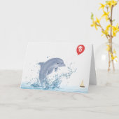 第6誕生日イルカ（赤気球） カード (黄色い花)