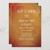 第6誕生日カスタムテラコッタ金ゴールド抽象芸術2024 招待状 (正面/裏面)