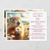 第6誕生日ガールアニマル&デイジー 招待状 (正面/裏面)