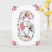 第6誕生日ガールフォトコラージピンクフラワー カード (黄色い花)