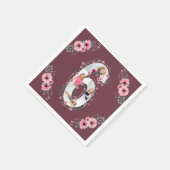 第6誕生日ガールフォトコラージピンクフラワー スタンダードカクテルナプキン (角)