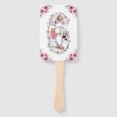 第6誕生日ガールフォトコラージピンクフラワー ハンドファン (正面)