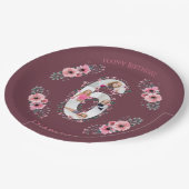 第6誕生日ガールフォトコラージピンクフラワー ペーパープレート (アングル)