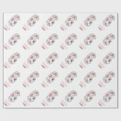 第6誕生日ガールフォトコラージピンクフラワー ラッピングペーパー (フラット)