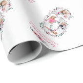 第6誕生日ガールフォトコラージピンクフラワー ラッピングペーパー (ロールコーナー)