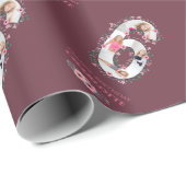 第6誕生日ガールフォトコラージピンクフラワー ラッピングペーパー (ロールコーナー)