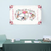 第6誕生日ガールフォトコラージピンクフラワー 横断幕 (トレードショー)