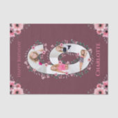 第6誕生日ガールフォトコラージピンクフラワー 薄葉紙 (正面)