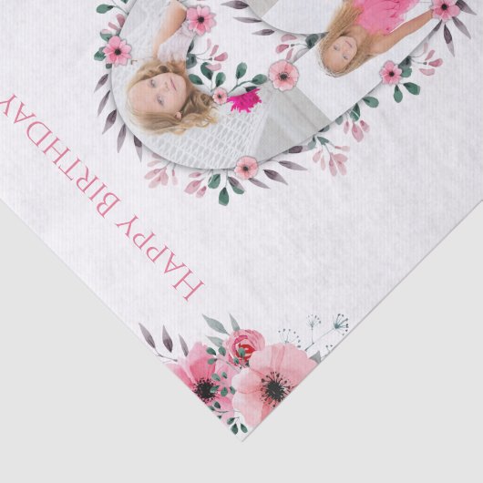 第6誕生日ガールフォトコラージピンクフラワー 薄葉紙 (詳細)