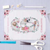 第6誕生日ガールフォトコラージピンクフラワー 薄葉紙 (クラフト)