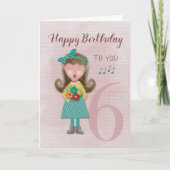 第6誕生日ガール歌唱ハッピーバースデーカード カード (正面)