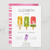 第6誕生日サマーポップシクルアイスパーティー 招待状 (正面/裏面)