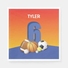 第6誕生日スポーツボール スタンダードランチョンナプキン