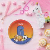 第6誕生日スポーツボール ペーパープレート (パーティー)