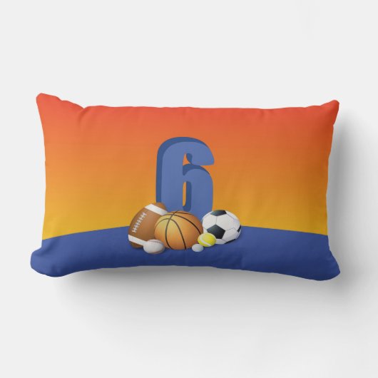 第6誕生日スポーツボール ランバークッション (正面)