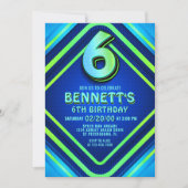 第6誕生日ネオン招待状 招待状 (正面)