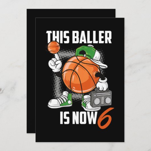 第6誕生日バスケットおもしろいボール選手,6歳 シーズンカード (正面/裏面)