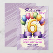 第6誕生日バルーンテーマ 招待状 (正面/裏面)