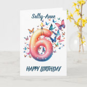 第6誕生日バルーンハッピーバースデー カード (黄色い花)